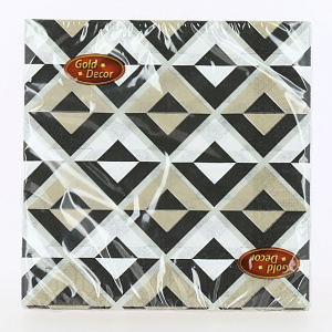 Салфетки бумажные 33х33см 20л 3 слоя NEW LINE GOLD DECOR Зигзаг золото металлизированные краски 000000000001214916