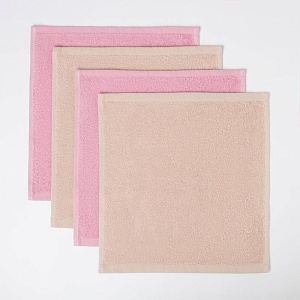 Набор махровых полотенец 4шт 30х30см ЭТЕЛЬ Love плотность 340гр/м2 100% хлопок 000000000001209798