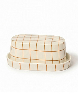 Масленка с крышкой 15,6x9,4x6,5см DE'NASTIA lattice коричневый керамика CE00674 000000000001231353