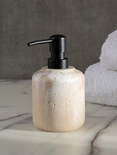 Диспенсер для жидкого мыла 300мл 8,5см DE'NASTIA Ronda белая волна песочный полирезина 000000000001227013