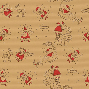 Бумага упаковочная крафт 70х100см ИНТЕРПАК Домики 000000000001215335