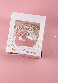 Декоративное украшение Шар №4,5 D8см БИРЮСИНКА Кружево белый стекло 000000000001207645