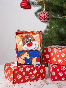 Носки женские подарочные 2 пары р.36-39 LUCKY дизайн2 коричневый/красный/синий 000000000001209518