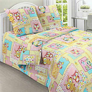 Комплект постельного белья 1,5-спальный Сладкие сны Совята 100%хлопок поплин 110гр/м рисунок 1696 000000000001176745