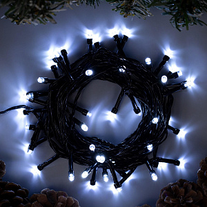 Гирлянда-Нить 5м 50LED LUAZON LIGHTING IP20 8 режимов 220В тёмная нить свечение белое 000000000001207992