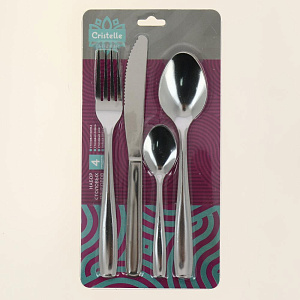 Набор столовых приборов нержавеющая сталь 4 предмета(вилка столовая, ложка столовая, ложка чайная, нож столовый) Cristelle Cr2320 000000000001193617