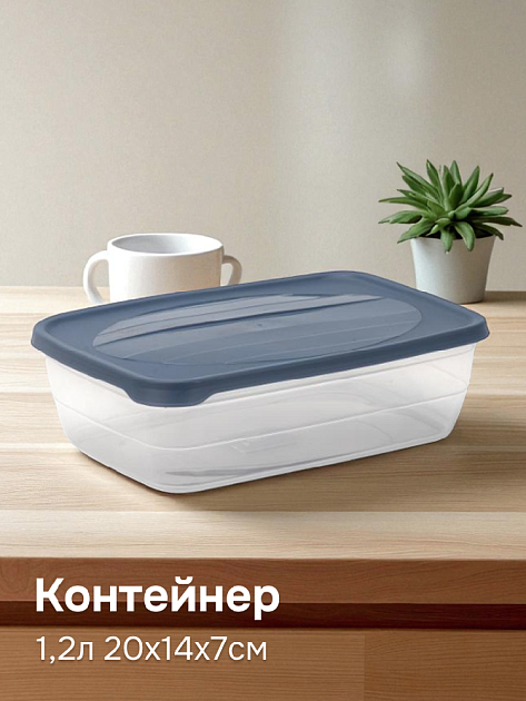 Контейнер пищевой 1,2л 20х14х7см в ассортименте пластик 000000000001226442