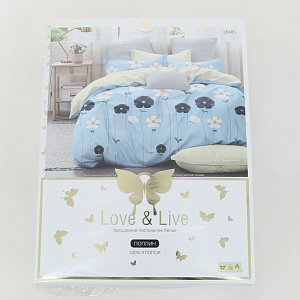 Комплект постельного белья 1,5-спальный LOVE&LIVE Цветы простынь 150х215см пододеяльник 145х215см наволочки 70х70см-2шт поплин 100% хлопок 000000000001203692