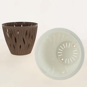 Кашпо со вставкой Вдохновение 2,25л цвет Мокко артикул КШ-5410 пластик 000000000001194618