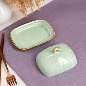 Масленка 15,5см КРР Фисташка коричневый лофт зеленый керамика 000000000001210832