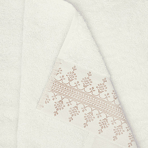 Полотенце 40x70см DE'NASTIA НЕЖНОСТЬ молочный/какао хлопок 100% 000000000001219490