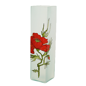 Ваза стеклянная с ручным витражным рисунокм, Форма вазы квадрат высотой 40 см.  6360/400/vtr042 000000000001191024
