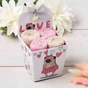 Набор махровых полотенец 4шт 30х30см ЭТЕЛЬ Love плотность 340гр/м2 100% хлопок 000000000001209798