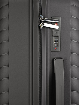 Чемодан на колесах M (42х26х65см) молния черный PP 000000000001226535