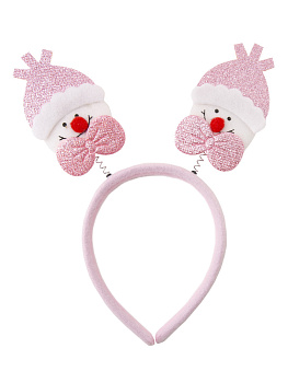 Новогоднее украшение на голову Розовые Снеговики из полипропилена с декором из нетканого материала (полиэфирные волокна) / 24x24x1,5 000000000001191299