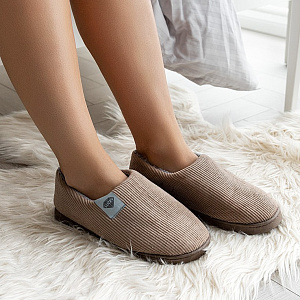 Туфли домашние-тапки р.38-39 LUCKY с пяткой бежевый вельвет полиэстер 000000000001214568