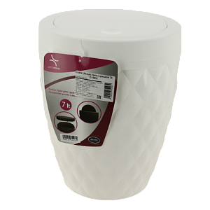 Урна с крышкой 7л CRYSTAL белый пластик PRIMANOVA D-19933 000000000001201689