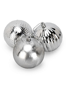 Декоративное украшение Набор шаров 3шт 6см серебро пластик 000000000001224140