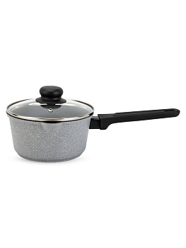 Ковш 1,3л CASTA стеклянная крышка серый мрамор антипригарное покрытие бакелитовая ручка литой алюминий 000000000001229148