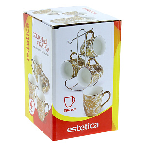 Набор кружек на подставке Золотая Сказка Estetica, 300мл, 4 шт. 000000000001077033