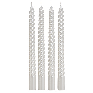 Набор свечей 4шт 20см витые белый парафин 000000000001214488