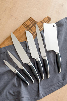 Нож Кухонный топорик 17,3см DE'NASTIA Wave line черный нержавеющая сталь/пластик 000000000001228008