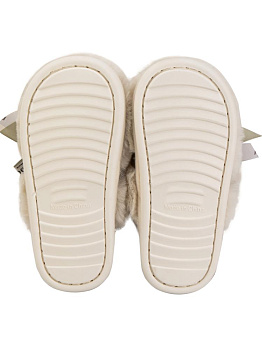 Тапочки домашние 40-41 женские меховые атласный бант молочный полиэстер/ПВХ 000000000001228922