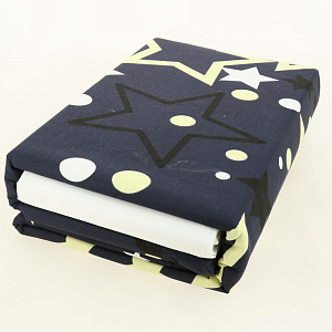 Комплект постельного белья Семейный LUCKY Звездная ночь пододеяльник215х145см-2шт простыня220х240см наволочки50х70см-2шт синий поплин 100%хлопок 000000000001208097