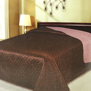 Покрывало DE'NASTIA двухстороннее 200х240см шоколад/розовый U000044 000000000001168963