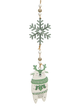 Новогоднее подвесное украшение Олень со снежинкой из МДФ 24x0,5x5,5см 82175 000000000001201796