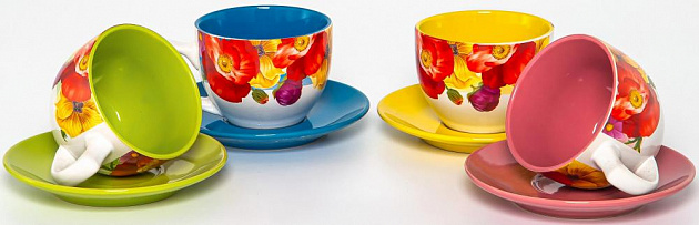 Набор чайный 8 предметов 220мл (4 чашки + 4 блюдца) ELRINGTON фиалка ПУ керамика 111-09019 000000000001205646