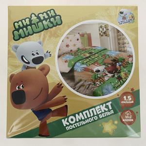 КПБ 1,5сп"Павлинка""МиМимишки"персик с 1 нав70*70бязь плотность125гр,100%хлопок 000000000001192875