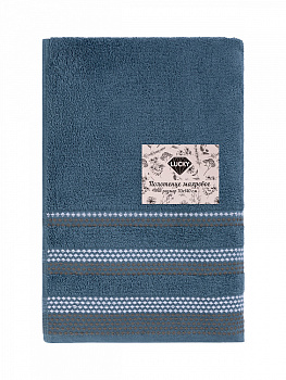 Полотенце махровое LUCKY Бордюр точки 450gsm 70x140 100% хлопок, темно-синий D100404 000000000001227654