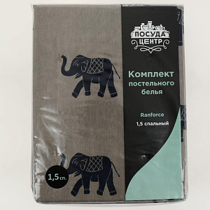 Комплект постельного белья 1,5-спальный ПОСУДА ЦЕНТР слоны 80%хлопок20%полиэстер 000000000001185310