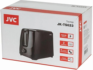 Тостер JVC мощность700Вт 2ломтика, размер тоста 10х10см, 5степеней поджаривания, термоизолированный корпус, поддон для крошек, отсек для шнура, черный 000000000001220061