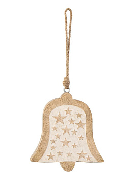 Декоративное украшение12х2х12см DE'NASTIA Колокольчик белый дерево манго 000000000001229673