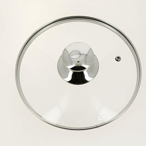 Крышка стеклянная TimA с круглой НЖС ручкой с металлическим ободком 22см 5722 000000000001200707