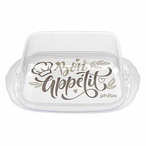 Масленка 18,9х11х6,9см PHIBO герметичная с клипсами бесцветный пластик 000000000001219336