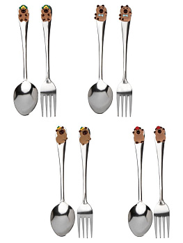 Набор столовых приборов 2 предмета (ложка столовая 17см, вилка столовая 17см) в футляре в ассортименте нержавеющая сталь/полипропилен 000000000001229434