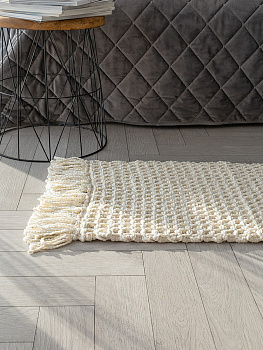 Коврик универсальный 50x80см DE'NASTIA Вафля с бахромой молочный хлопок/полиэстер 000000000001230282