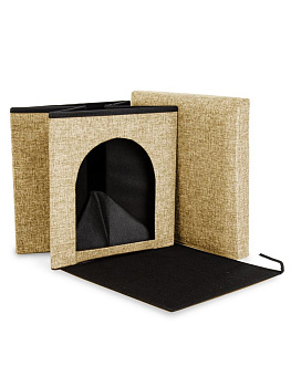 Пуфик-домик для животных складной 38х38х38см куб бежевый рогожка 000000000001226410