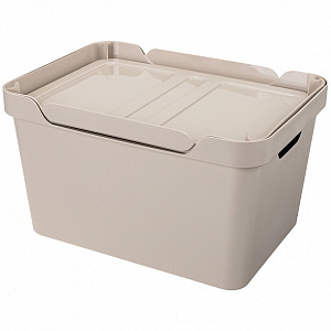 Ящик 38х27,6х22см 18л ECONOVA LUXE универсальный с крышкой светло-бежевый пластик 000000000001206128