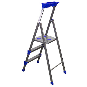 Стремянка 3ступени 42х63х119см НИКА. Встроенный лоток для инвентаря и отделение для инструментов. Максимальная нагрузка до 150кг. Металл 000000000001020138
