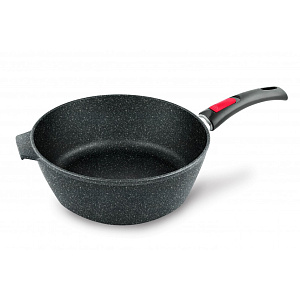 Сотейник 26см НЕВА МЕТАЛЛ ПОСУДА Каменная Чёрный гранит высокий съемная ручка алюминий 000000000001218668