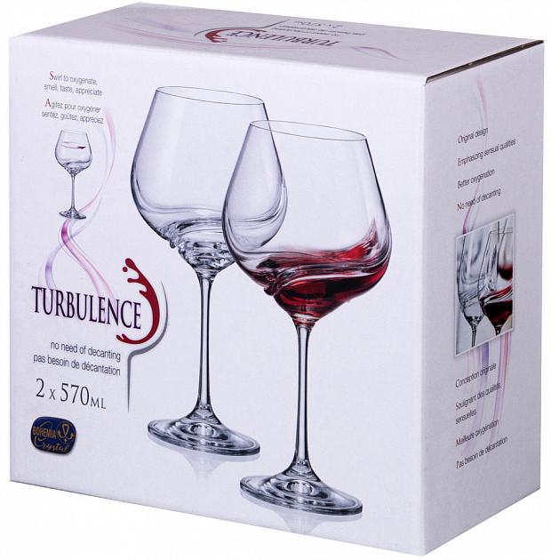 Набор бокалов для вина 2шт 570мл BOHEMIA CRISTAL Турбуленция стекло 000000000001172631