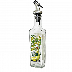 Бутылка с металлическим дозатором LARANGE для оливкового масла 500 мл, с рецептом приготовления, стекло, артикул 626-400 000000000001202853