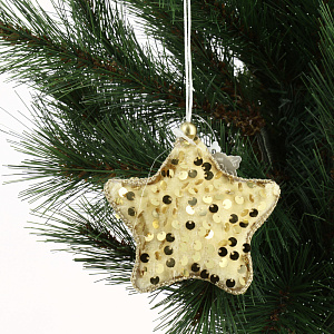 Декоративное украшение Звезда/Елочка/Сердечко 9см DARLENS с пайетками золото 000000000001209910