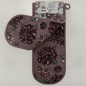 Удлинённая прихватка DeNASTIA Коллекция"Пионы"90x18см,100%хлопок/30%полиэстер,розовый/бордовый K000019 000000000001202715