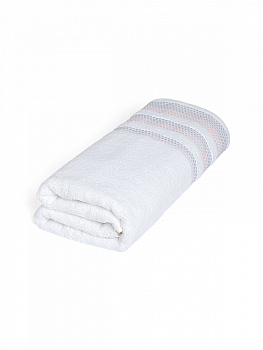 Полотенце махровое LUCKY Бордюр точки 450gsm 70x140 100% хлопок, белый/ розовый D100408 000000000001227651