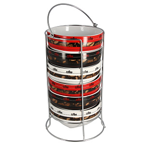 Набор салатников с подставкой Vabene, 14 см, керамика, 7 предметов 000000000001154837